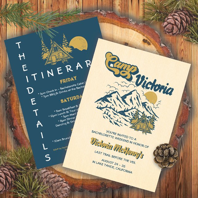 Convite Camp Bachelorette Itinerary Girls Festa de Fim de  (Criador carregado)