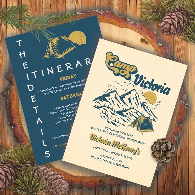 Convite Camp Bachelorette Itinerary Girls Festa de Fim de  (Criador carregado)