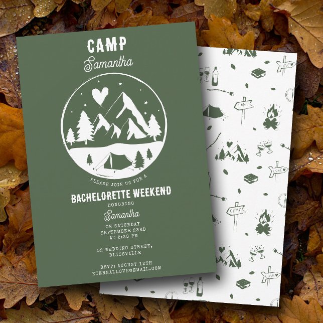 Convite Camp Bachelorette Party Camping Bach Weekend (Camp Bachelorette Party Camping Bach Weekend Invitation)