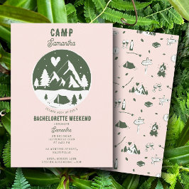 Convite Camp Bachelorette Party Camping Bach Weekend Pink