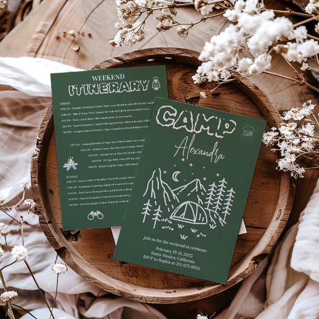 Convite Camp Bachelorette Weekend Itinerário (Criador carregado)