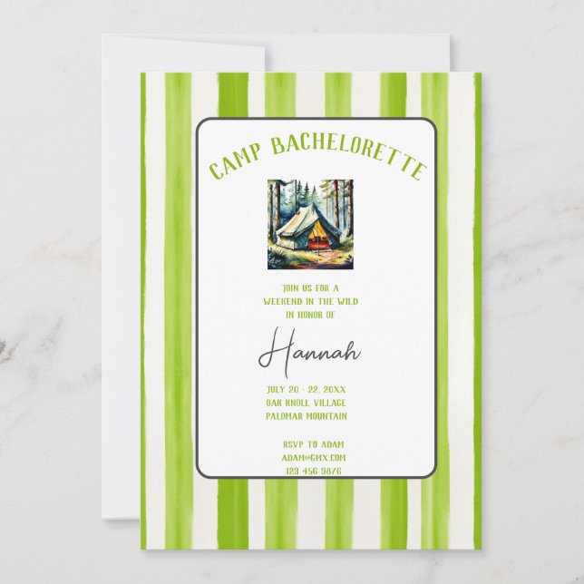Convite Camp Bachelorette Wild no Fim de Semana das Flores (Frente)