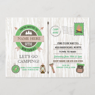 Convite Camp Out CAMPING FESTAS DE ANIVERSÁRIO rapazes con