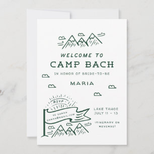 Convite Campanha de Bachelorette Girls Trip Glamping Bach
