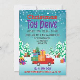 Convite Campanha de Brinquedos de Natal Presentes de Carro