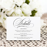 Convite Campanha de caligrafia branca negra detalhes do ca<br><div class="desc">Chic e roteiro elegante - convite para detalhes de casamento de guião preto e branco.</div>