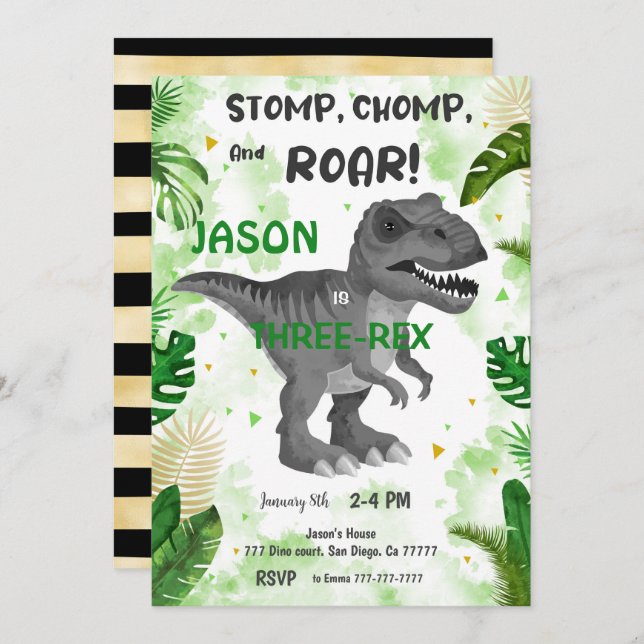 Convite CÂMPE E RAIO! Seu Dinossauro (Frente/Verso)