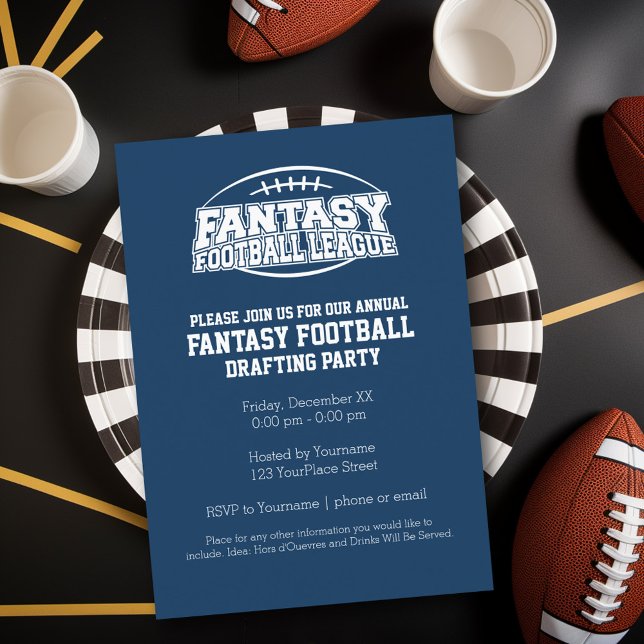 Convite Campeão de Futebol da Fantasy - Marinho e Branco (Fantasy Football Party Invitation)
