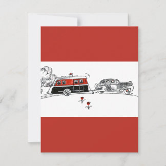Convite Camper RV e Desenho de Carro Antiquado