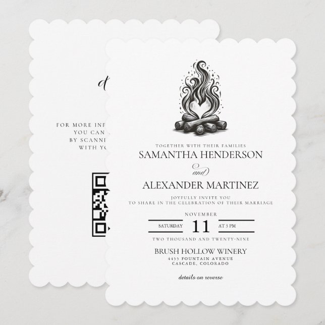 Convite Campfire Love Wedding (Frente/Verso)