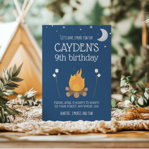 Convite Camping and S'mores Birthday Convida