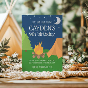 Convite Camping and S'mores Birthday Convida