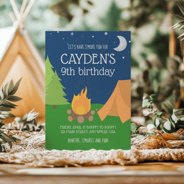 Convite Camping and S'mores Birthday Invite (Criador carregado)