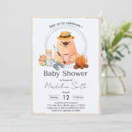 Convite Camping Bonfire Bear Baby Shower Invitation