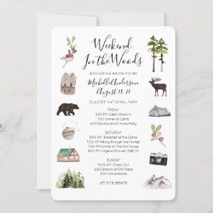 Convite Camping Glamping Bachelorette Weekend Itinerário 