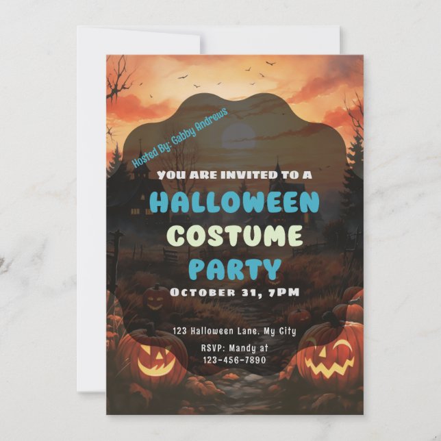 Convite Campo assustador de Jack-O'Lanterns Halloween (Frente)