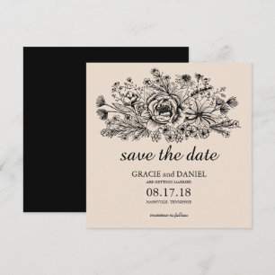 Convite Campo de Flores Selvagens Desenhadas à Mão, Gravur