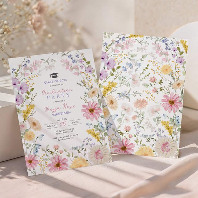 Convite Campo de Flores Silvestres com Pastéis Suaves para (Criador carregado)