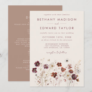 Convite Campo de Flores Silvestres de Outono Casamento Com