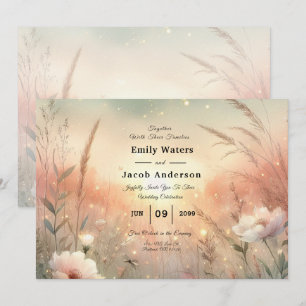 Convite Campo de Flores Silvestres Pastel Etéreo Casamento