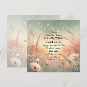 Convite Campo de Flores Silvestres Pastel Etéreo Casamento