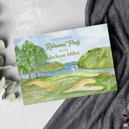 Convite Campo de Golfe em Aquarela com Água Festa de Apose
