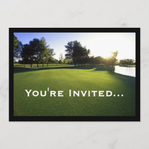 Convite Campo de golfe verde no alvorecer