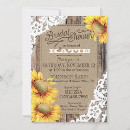 Convite Campo de madeira de girassol Lace Chá de panela ru