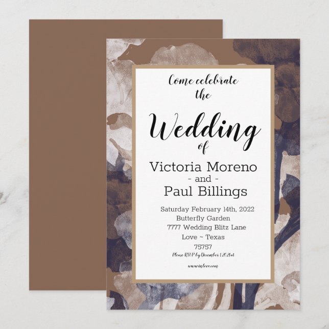 Convite Campo de textura moderna Design azul de algodão (Frente/Verso)