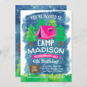 Convite Campo de verão, Aniversário de acampamento