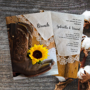 Convite Campo Girassol Renda Ocidental Café Pós Casamento