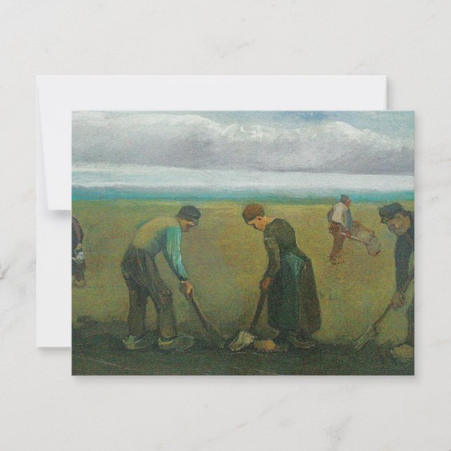 Convite Camponeses de Van Gogh ou fazendeiros plantando ba (Frente)