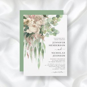 Convite Camponeses Florais Eucalyptus Deixa Casamento Verd