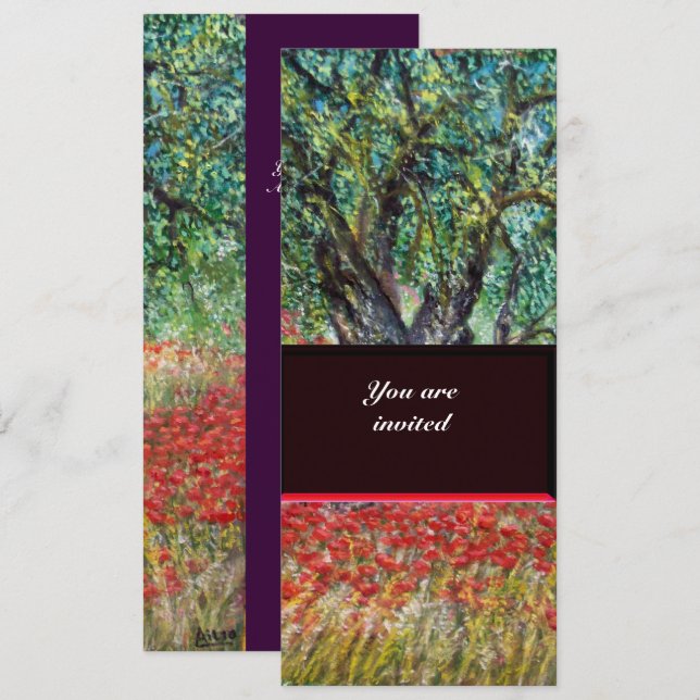 Convite CAMPOS DE PÃO, OLIVEIRA E PAPOULAS,roxo (Frente/Verso)