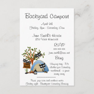 Convite Campout do quintal com guaxinim