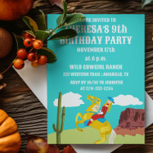 Campy Western Cowgirl no Aniversário Personalizado