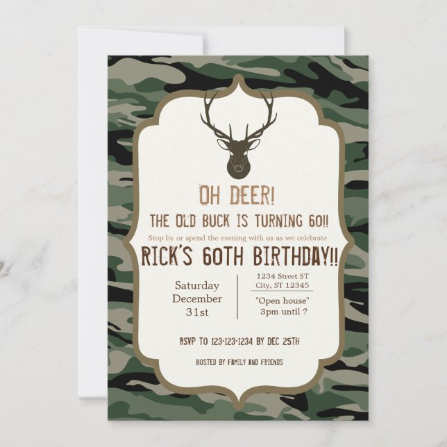 Convite Camuflagem - Ah, Veado - O velho cervo está mudand (Frente)