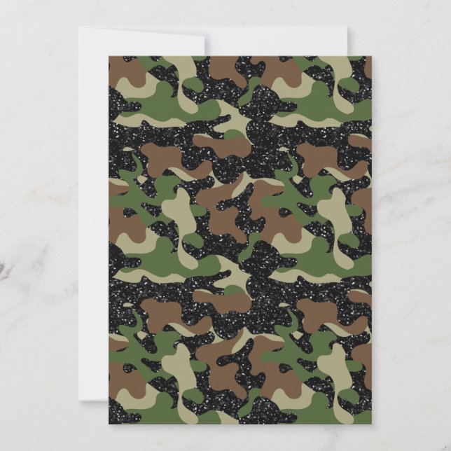 Convite Camuflagem Camuflada Floresta EUA cor brilho Exérc (Frente)