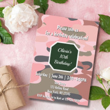 Camuflagem de Aniversário Rosa Verde Menina Fofa