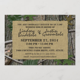Convite Camuflagem Woodland e Burlap I Do Barbecue