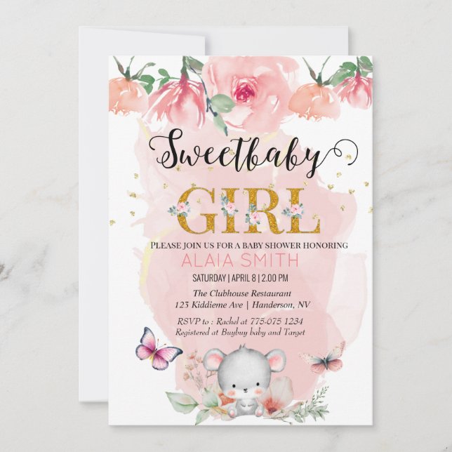 Convite Camundongo Tema Animal da Madeira, Rato bebê para  (Frente)