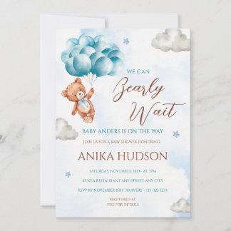 Convite Can Bearly Wait Baby Shower Invitation