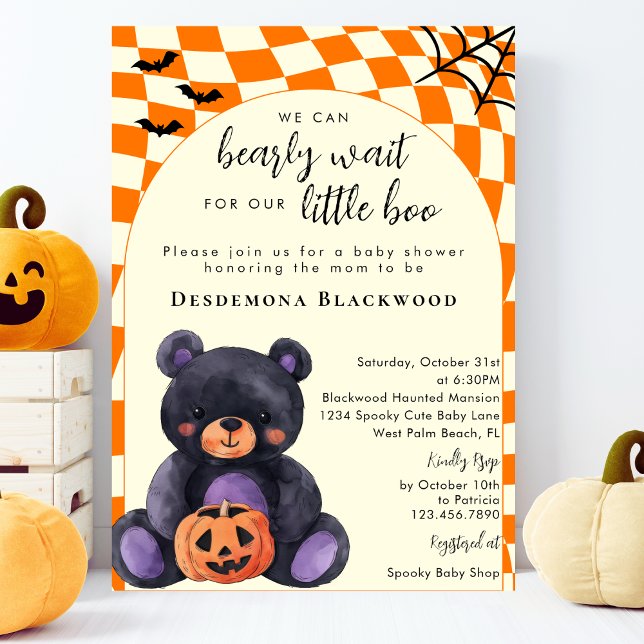 Convite Can Bearly Wait Little Boo Halloween Baby Shower (Criador carregado)