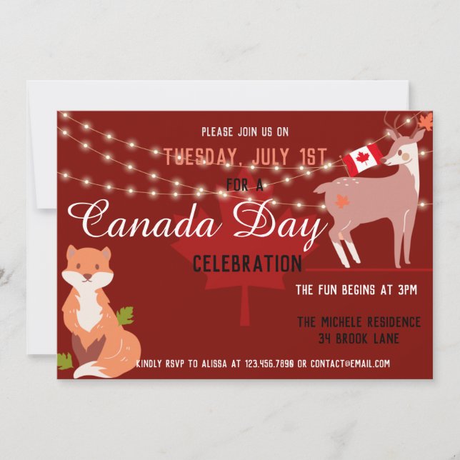 Convite Canada Day Celebration Invitation Independence (Frente)