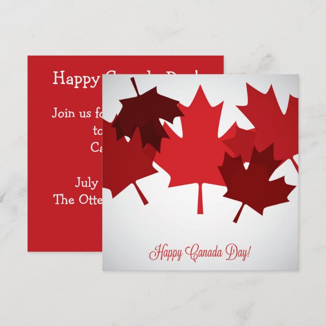 Convite Canada Day Maple Leaf Invitation (Frente/Verso)
