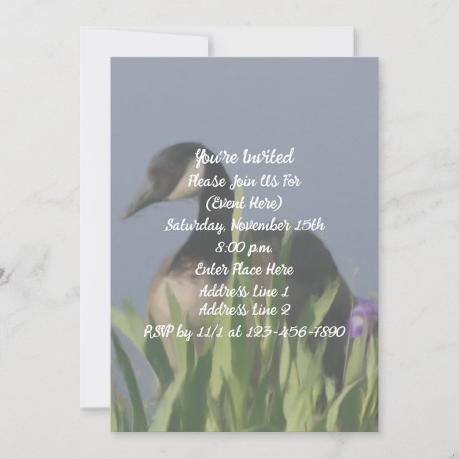 Convite Canadá Goose Iris Art Nature Party (Frente)