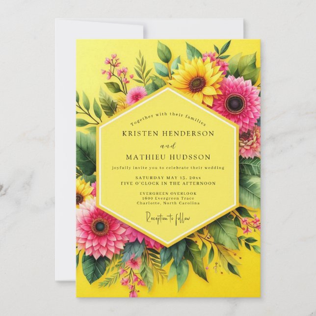 Convite Canary Joyful Summer Wedding (Frente)