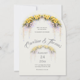 Convite Canary Yellow Romantic Freesia Floral Wedding