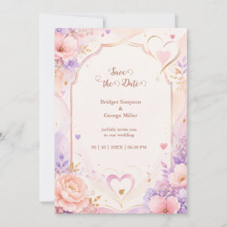 Convite Canção de Amor de Peônia Pastel Romance de Casamen
