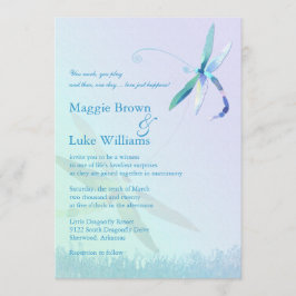 Convite Canção de Dragonfly Whimsical Blue Wedding